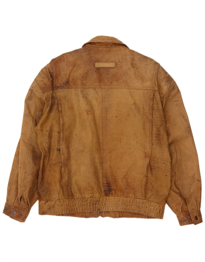 Vintage Mens Leather Jacket UK 40 Large Beige