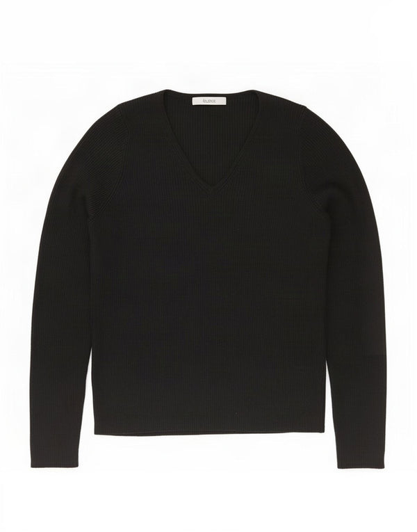 Marks & Spencer Womens V-Neck Jumper Sweater UK 14 Medium Black Acrylic
