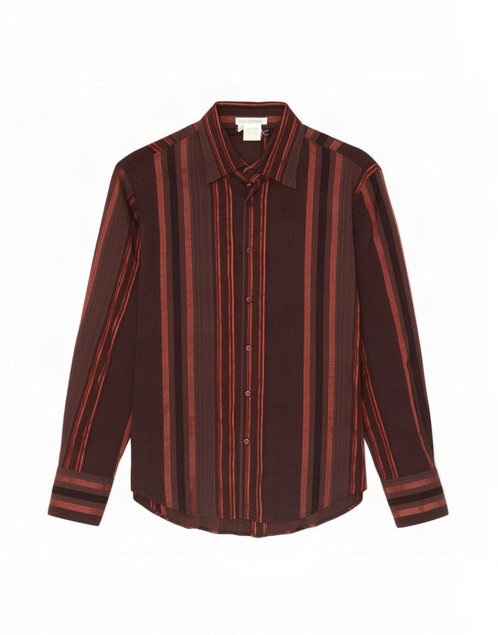 Naracamicie Mens Shirt Medium Brown Striped Cotton