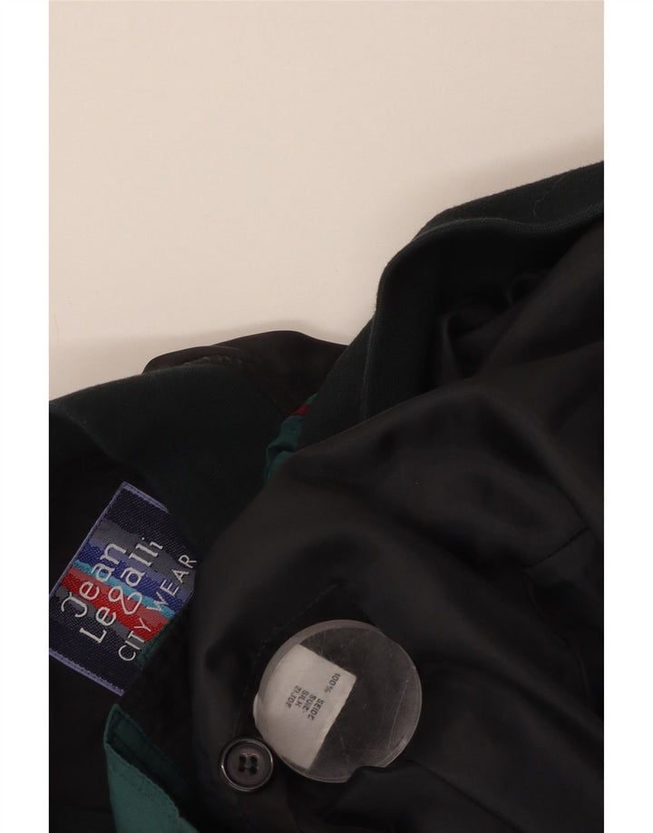 JEAN LEGALLI Mens Bomber Jacket UK 42 XL Green Colourblock Silk