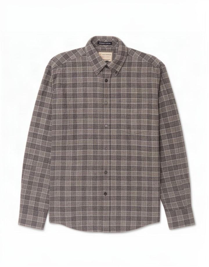 Marks & Spencer Mens Blue Harbour Flannel Shirt Medium Grey Check Cotton