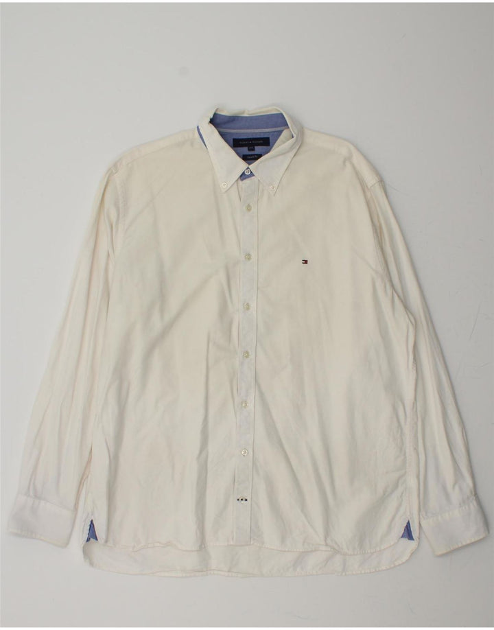 TOMMY HILFIGER Mens Custom Fit Shirt 2XL White Cotton Vintage Tommy Hilfiger and Second-Hand Tommy Hilfiger from Messina Hembry 