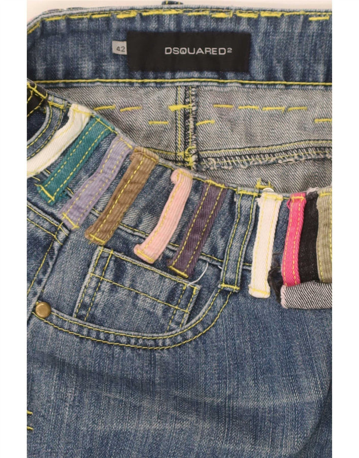 Dsquared2 Womens Mini Denim Skirt IT 42 Medium W30 Blue Colourblock Cotton