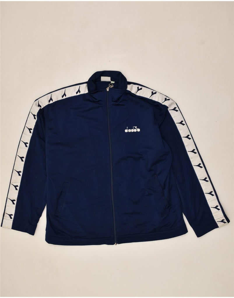 DIADORA Mens Tracksuit Top Jacket UK 46 2XL Navy Blue Polyester | Vintage Diadora | Thrift | Second-Hand Diadora | Used Clothing | Messina Hembry 