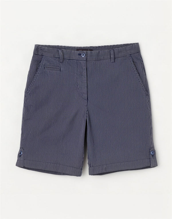 Marks & Spencer Womens Chino Shorts UK 12 Medium W30 Navy Blue Pinstripe