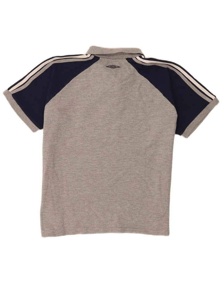 Umbro Mens Polo Shirt Medium Grey Colourblock Cotton