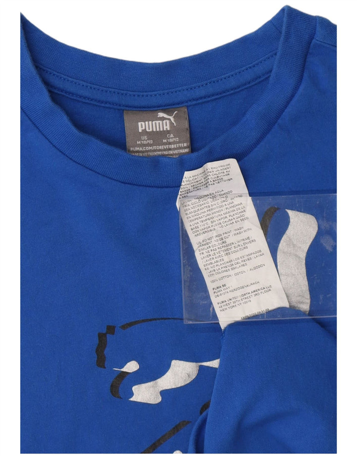 PUMA Boys Graphic T-Shirt Top 10-11 Years Medium Blue Cotton