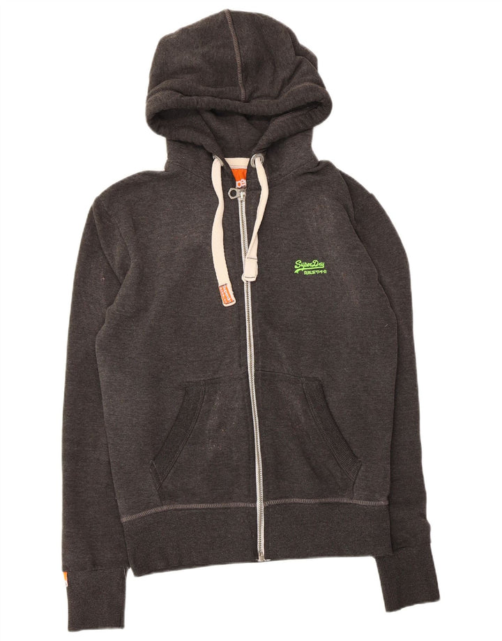 Superdry Mens Zip Hoodie Sweater Small Grey Cotton