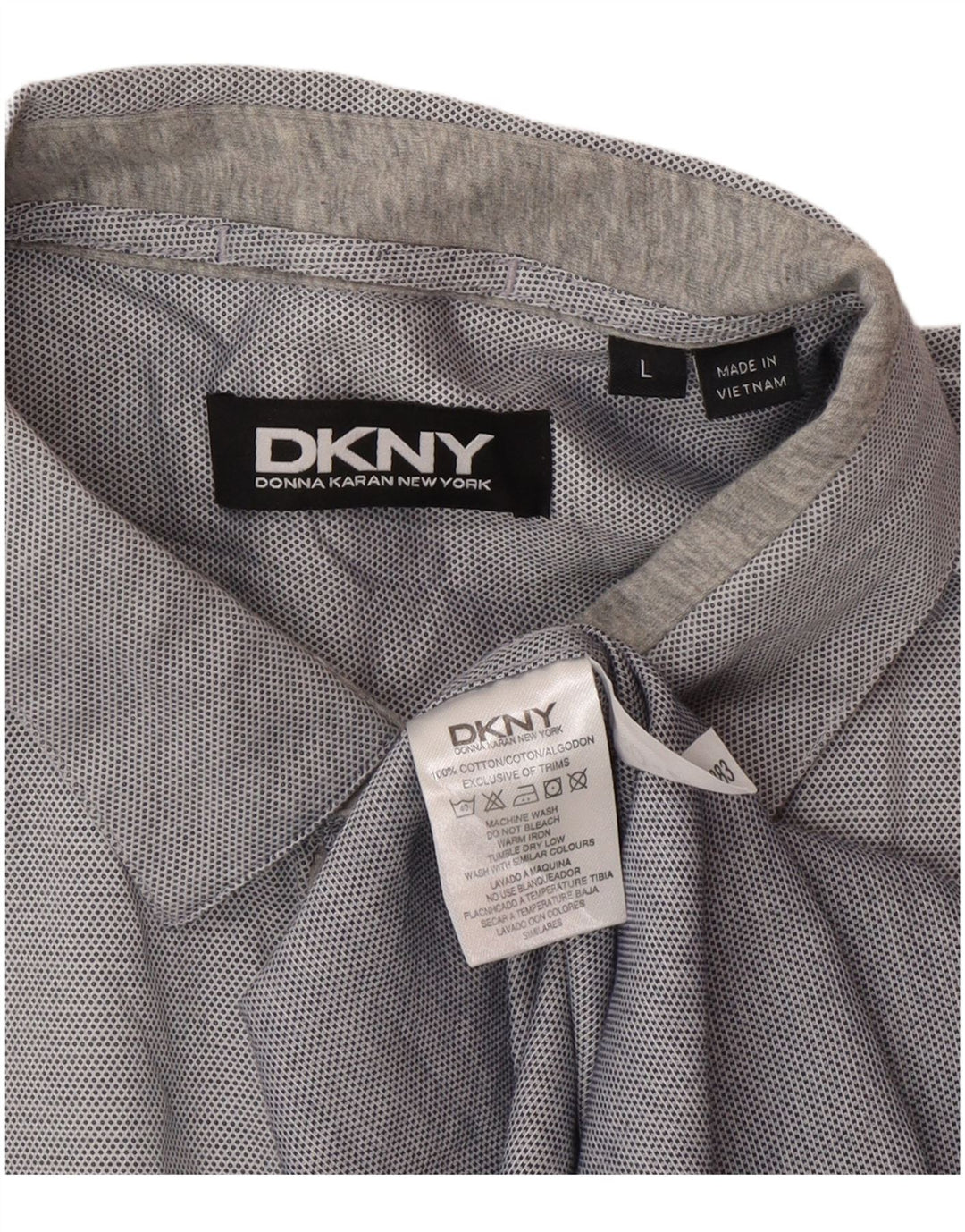 Dkny Mens Shirt Large Grey Cotton