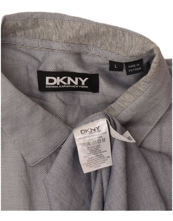 Dkny Mens Shirt Large Grey Cotton