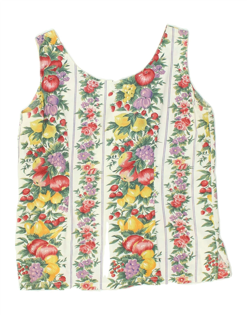 VINTAGE Womens Sleeveless Shirt Blouse UK 14 Medium Multicoloured Floral | Vintage Vintage | Thrift | Second-Hand Vintage | Used Clothing | Messina Hembry 