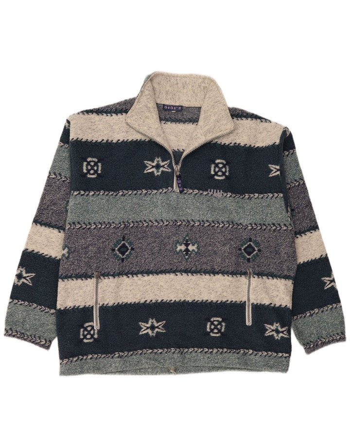 Gigi's Mens Zip Neck Jumper Sweater 2XL Multicoloured Fair Isle