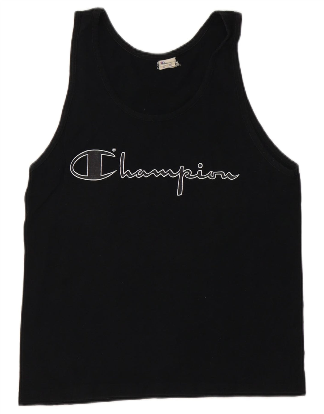 CHAMPION Womens Graphic Vest Top UK 10 Small Black Cotton