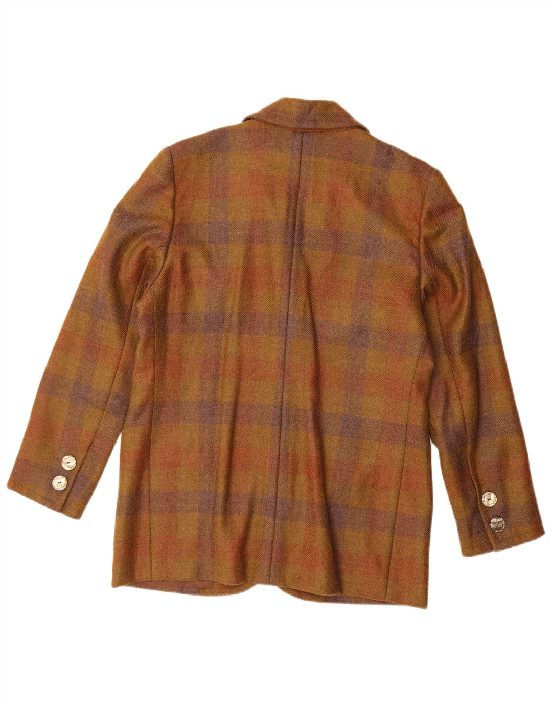 Vintage Womens 3 Button Blazer Jacket UK 14 Medium Beige Check