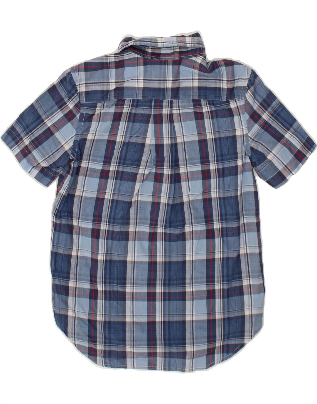 CHAPS Boys Short Sleeve Shirt 10-11 Years Medium Blue Check Cotton Vintage Chaps and Second-Hand Chaps from Messina Hembry 