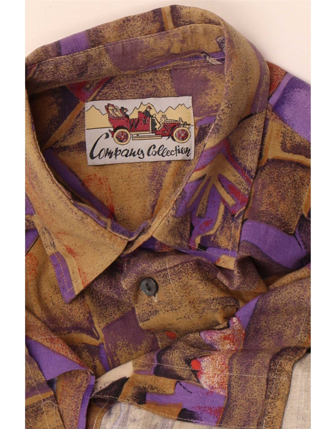 Vintage Mens Shirt Large Brown Geometric