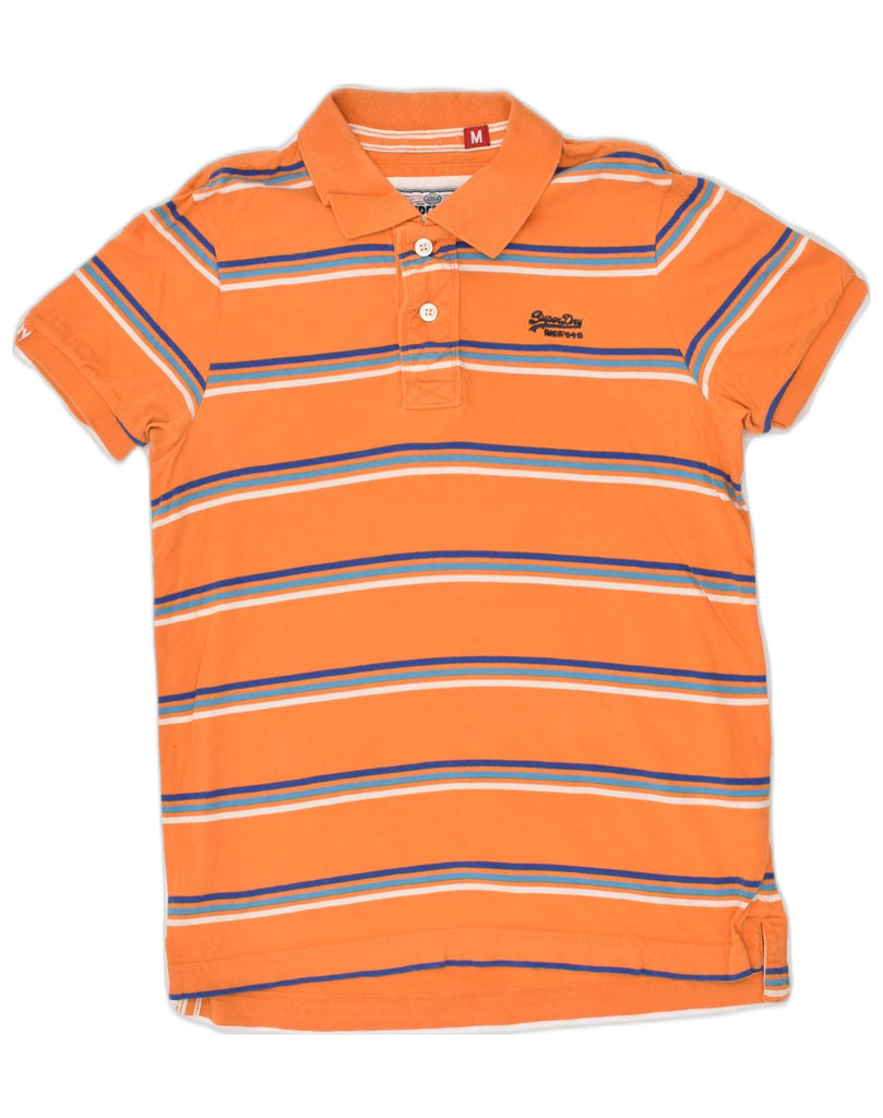 SUPERDRY Mens Polo Shirt Medium Orange Striped Cotton | Vintage Superdry | Thrift | Second-Hand Superdry | Used Clothing | Messina Hembry 