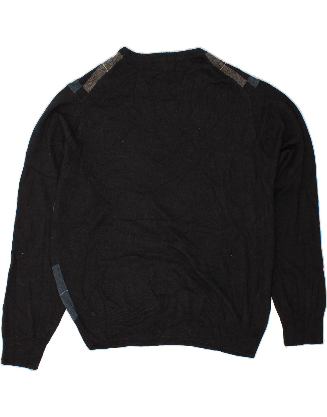 DOCKERS Mens Crew Neck Jumper Sweater 2XL Grey Patchwork Acrylic