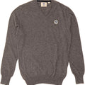 NORTH SAILS Mens V-Neck Jumper Sweater Large Grey Wool Vintage North Sails and Second-Hand North Sails from Messina Hembry 