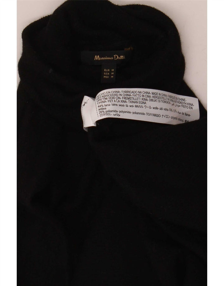 Massimo Dutti Womens Roll Neck Jumper Sweater UK 14 Medium Black Wool