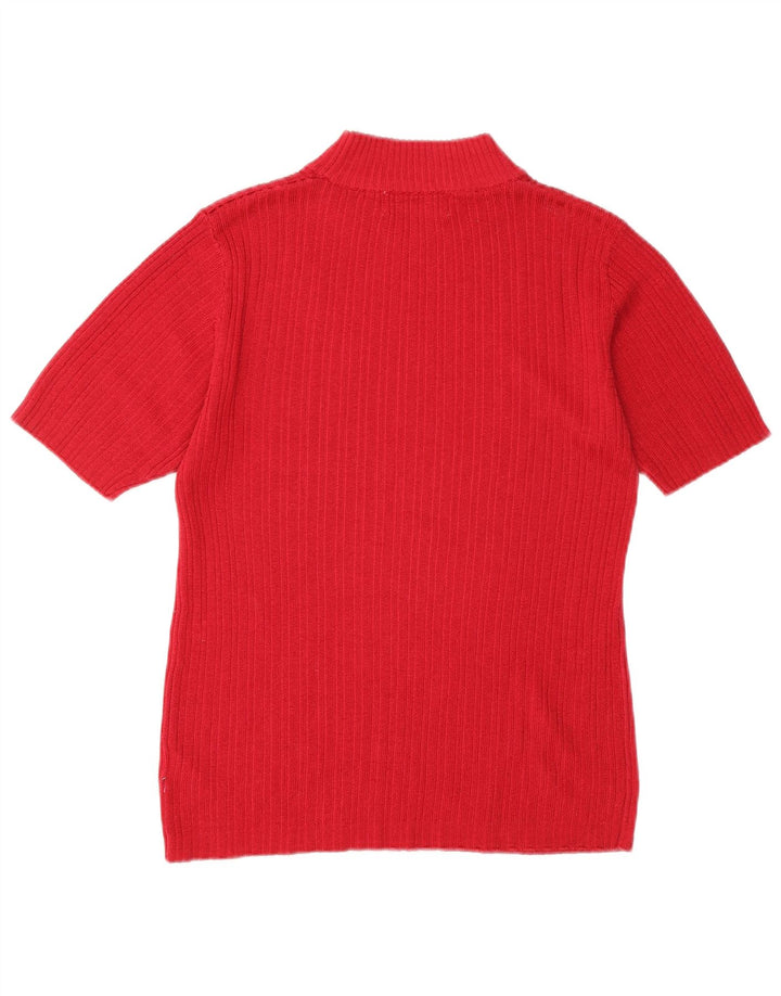 ST. BERNARD Womens Short Sleeve Turtle Neck Jumper Sweater UK 10 Small Red