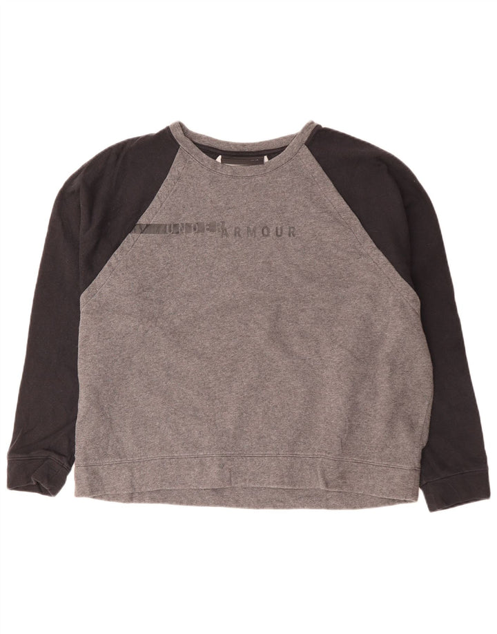 UNDER ARMOUR Womens Oversized Sweatshirt Jumper UK 18 XL Grey Colourblock