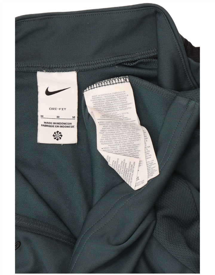 Nike Mens Dri Fit Zip Neck Top Long Sleeve Medium Green Polyester Sports