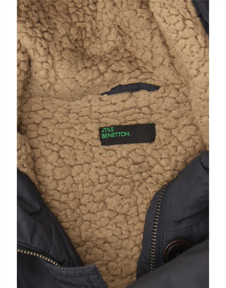 Benetton Womens Parka Jacket UK 14 Medium Navy Blue