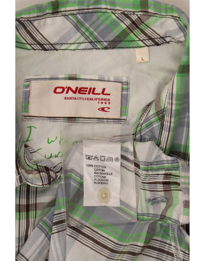O'Neill Mens Short Sleeve Shirt Large Green Check Cotton