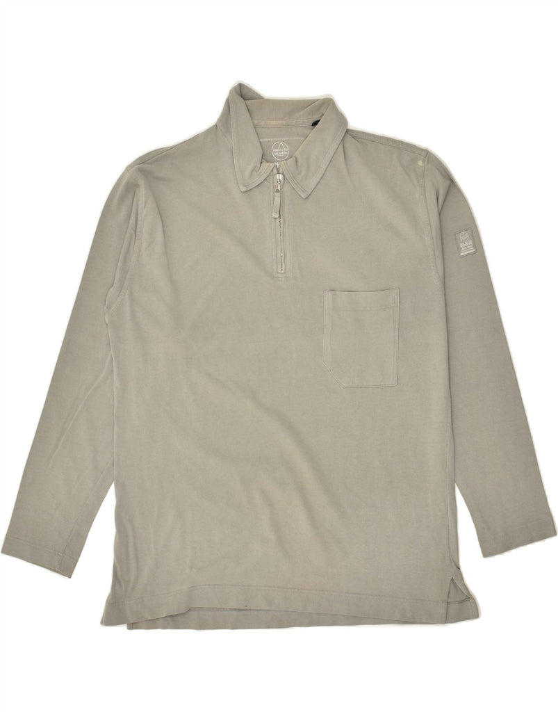 MURPHY & NYE Mens Long Sleeve Polo Shirt Medium Grey Cotton | Vintage Murphy & Nye | Thrift | Second-Hand Murphy & Nye | Used Clothing | Messina Hembry 