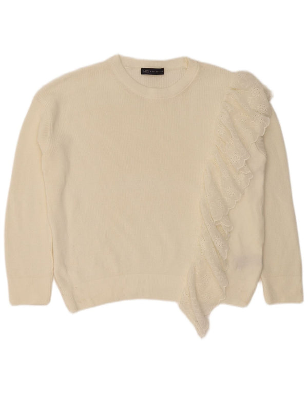 Marks & Spencer Womens Boat Neck Jumper Sweater UK 12 Medium White