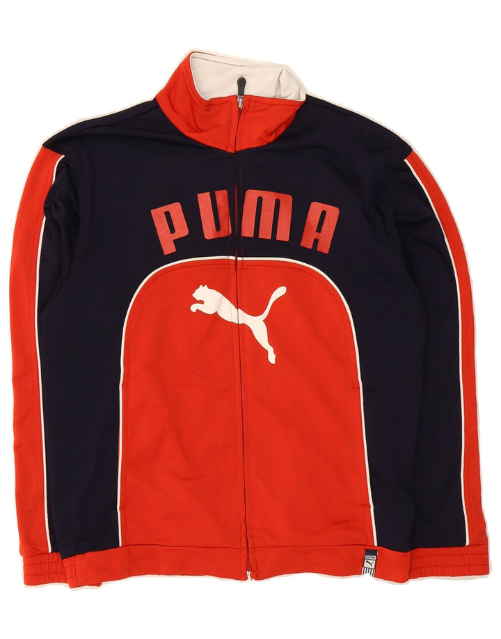 PUMA Boys Graphic Tracksuit Top Jacket 11-12 Years Navy Blue Colourblock Vintage Puma and Second-Hand Puma from Messina Hembry 