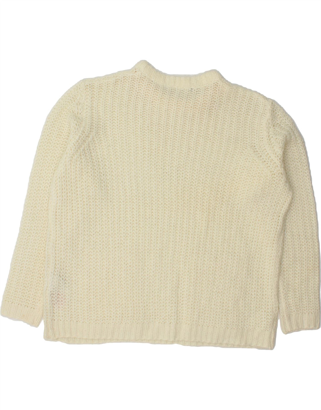VINTAGE Womens Oversized Crew Neck Jumper Sweater UK 16 Large Off White Vintage Vintage and Second-Hand Vintage from Messina Hembry 