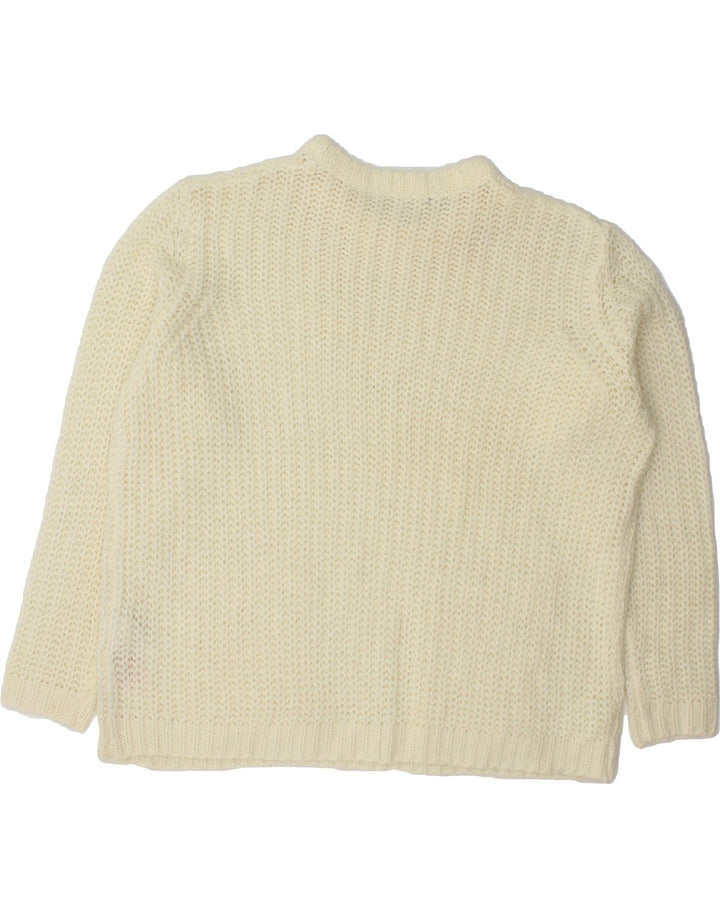 VINTAGE Womens Oversized Crew Neck Jumper Sweater UK 16 Large Off White Vintage Vintage and Second-Hand Vintage from Messina Hembry 