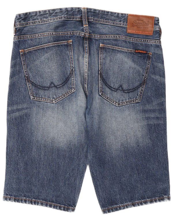 Superdry Mens Slim Denim Shorts W34 Large Blue Cotton