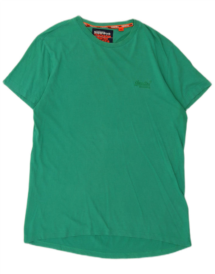 SUPERDRY Mens T-Shirt Top Large Green Cotton