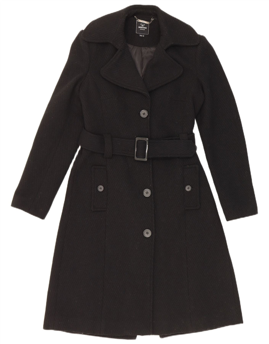Specchio Womens Overcoat UK 10 Small Black