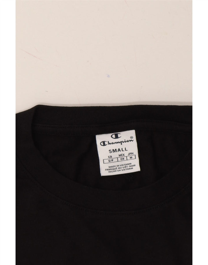 CHAMPION Womens Long Sleeve Crop Top UK 10 Small Black Cotton Vintage Champion and Second-Hand Champion from Messina Hembry 