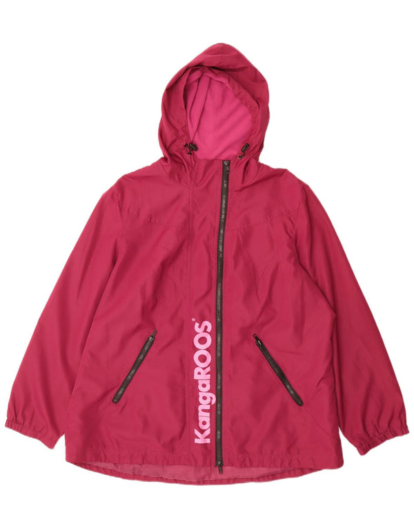 Kangaroos Womens Graphic Hooded Rain Jacket UK 22 3XL Burgundy Polyester