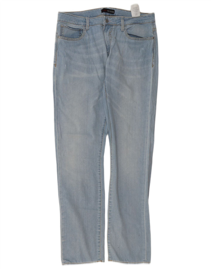 Guess Mens Straight Jeans W34 L34 Blue Cotton