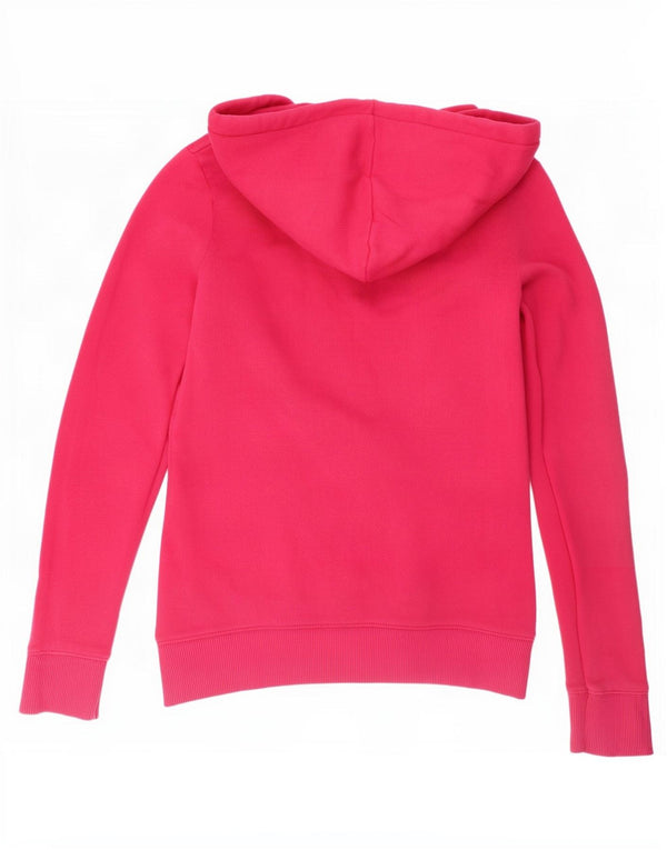 Benetton Womens Zip Hoodie Sweater UK 6 XS Pink Cotton