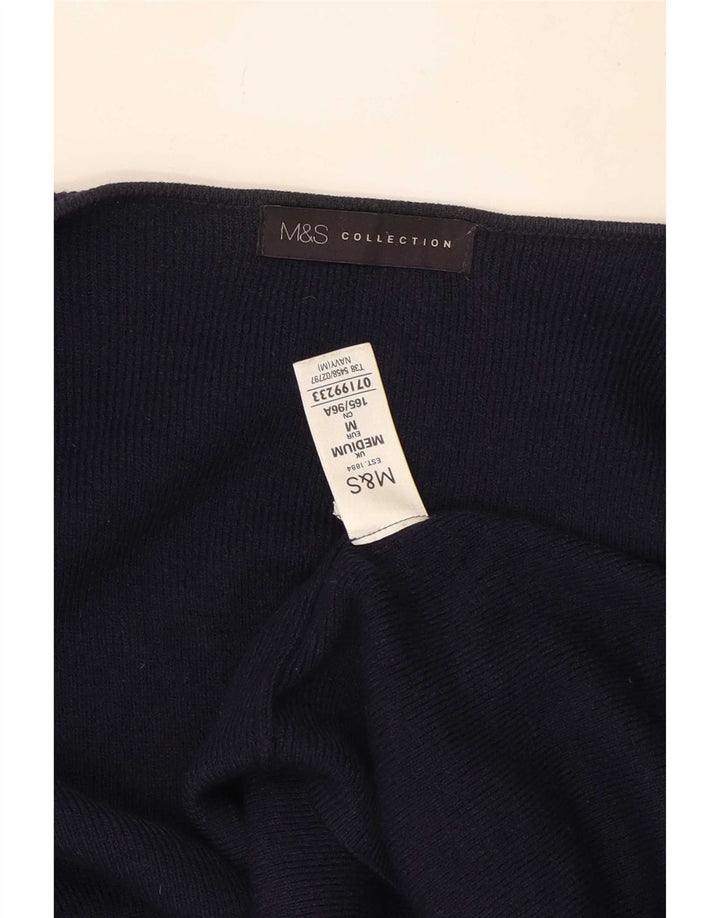 Marks & Spencer Womens Open Cardigan Sweater UK 12 Medium Navy Blue Acrylic