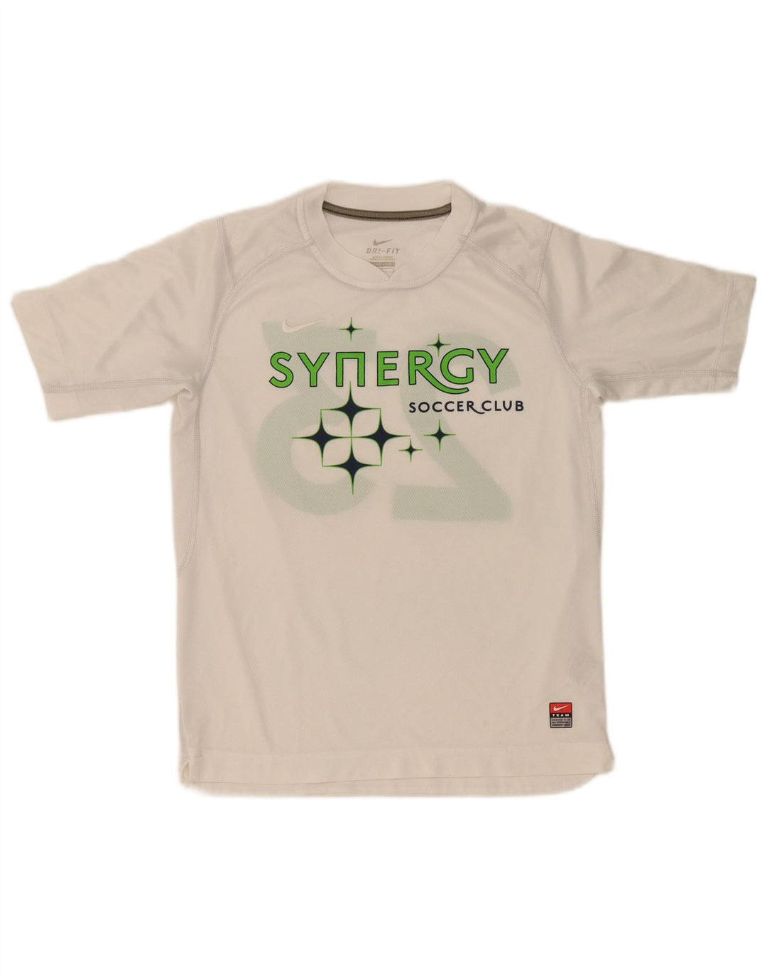 Nike Boys Dri Fit Graphic T-Shirt Top 12-13 Years Large White Polyester