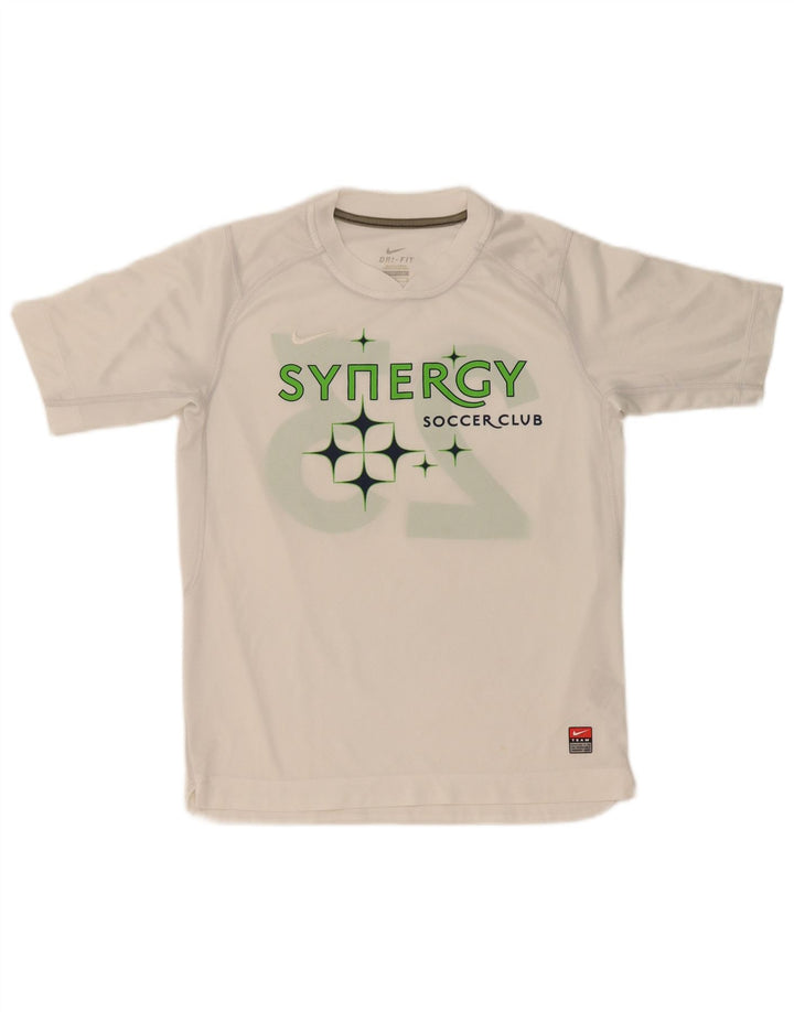 Nike Boys Dri Fit Graphic T-Shirt Top 12-13 Years Large White Polyester
