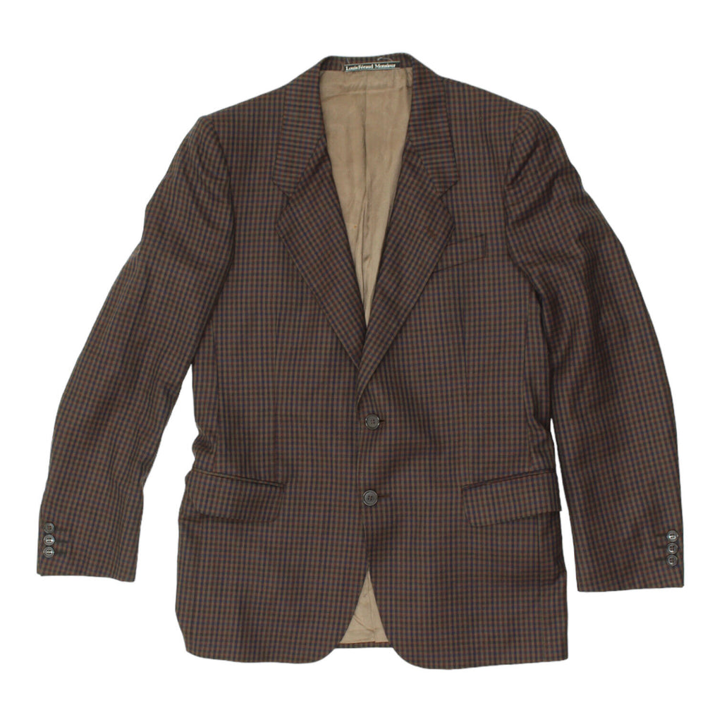 Louis Feraud Mens Brown Check Blazer Jacket | Vintage High End Designer Suit VTG | Vintage Messina Hembry | Thrift | Second-Hand Messina Hembry | Used Clothing | Messina Hembry 