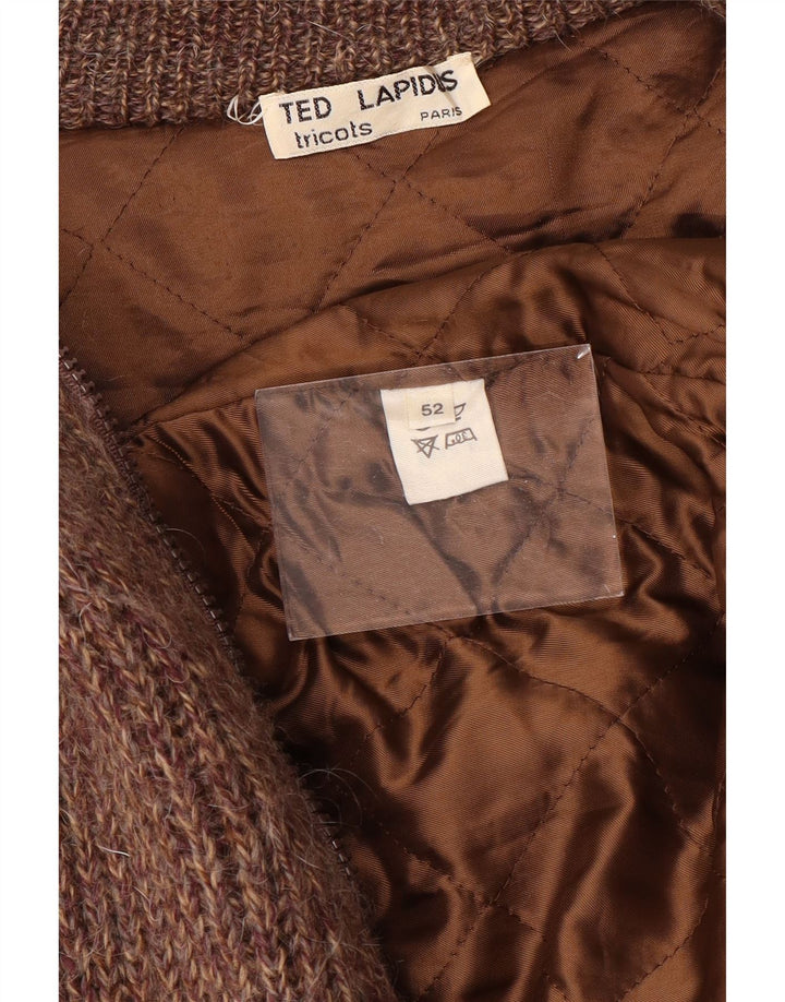 Ted Lapidus Mens Knit Bomber Jacket IT 52 XL Brown Flecked Wool