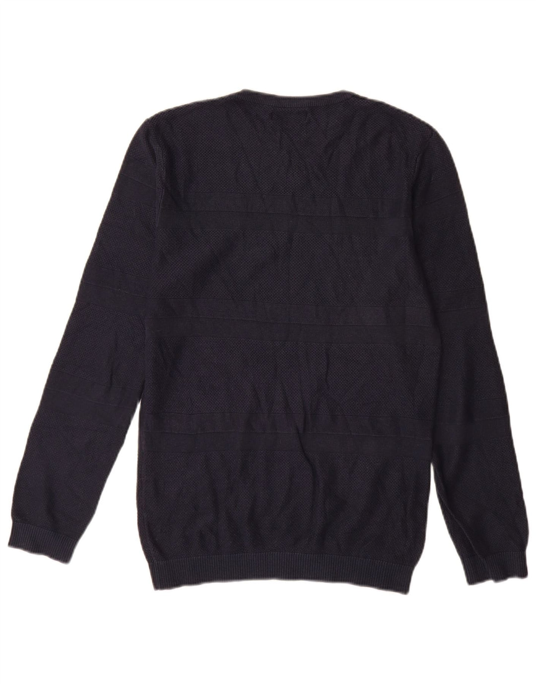 Zara Mens Boat Neck Jumper Sweater Small Navy Blue Striped