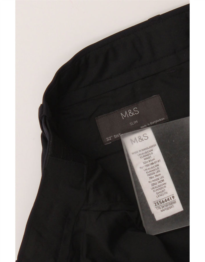 Marks & Spencer Mens Slim Chino Trousers W32 L29 Navy Blue Polyester