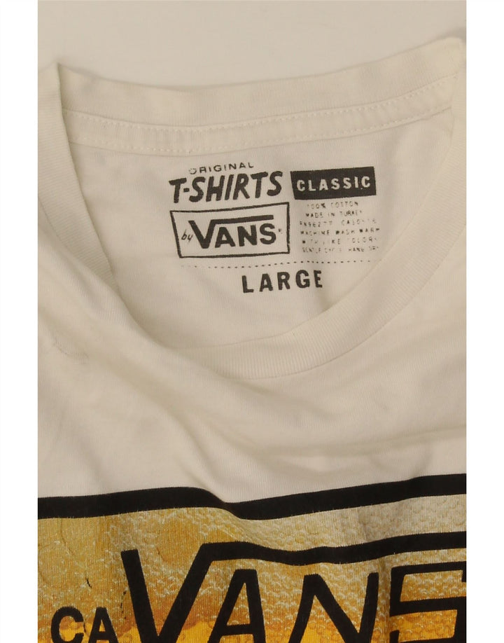 Vans Mens Graphic T-Shirt Top Large White Cotton