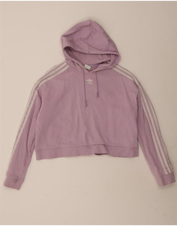 Adidas Womens Crop Oversized Hoodie Jumper UK 12 Medium Purple
